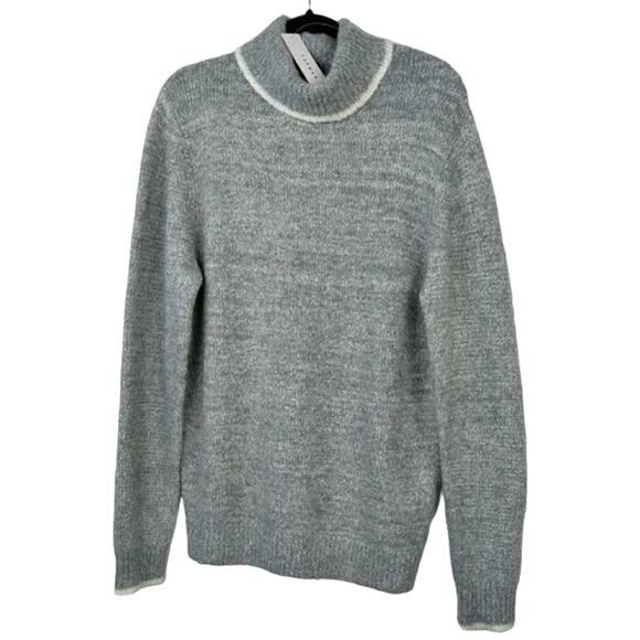 Topman Men's Tipped Roll Neck Sweater Large Heather Gray NEW Turtleneck Modern - Picture 5 of 8
